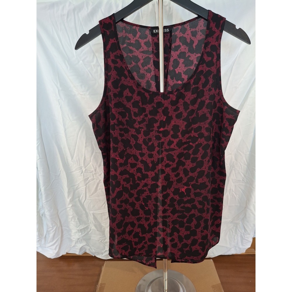 Womans Express Purple Leopard Print Tank With Open Back. Size Medium.